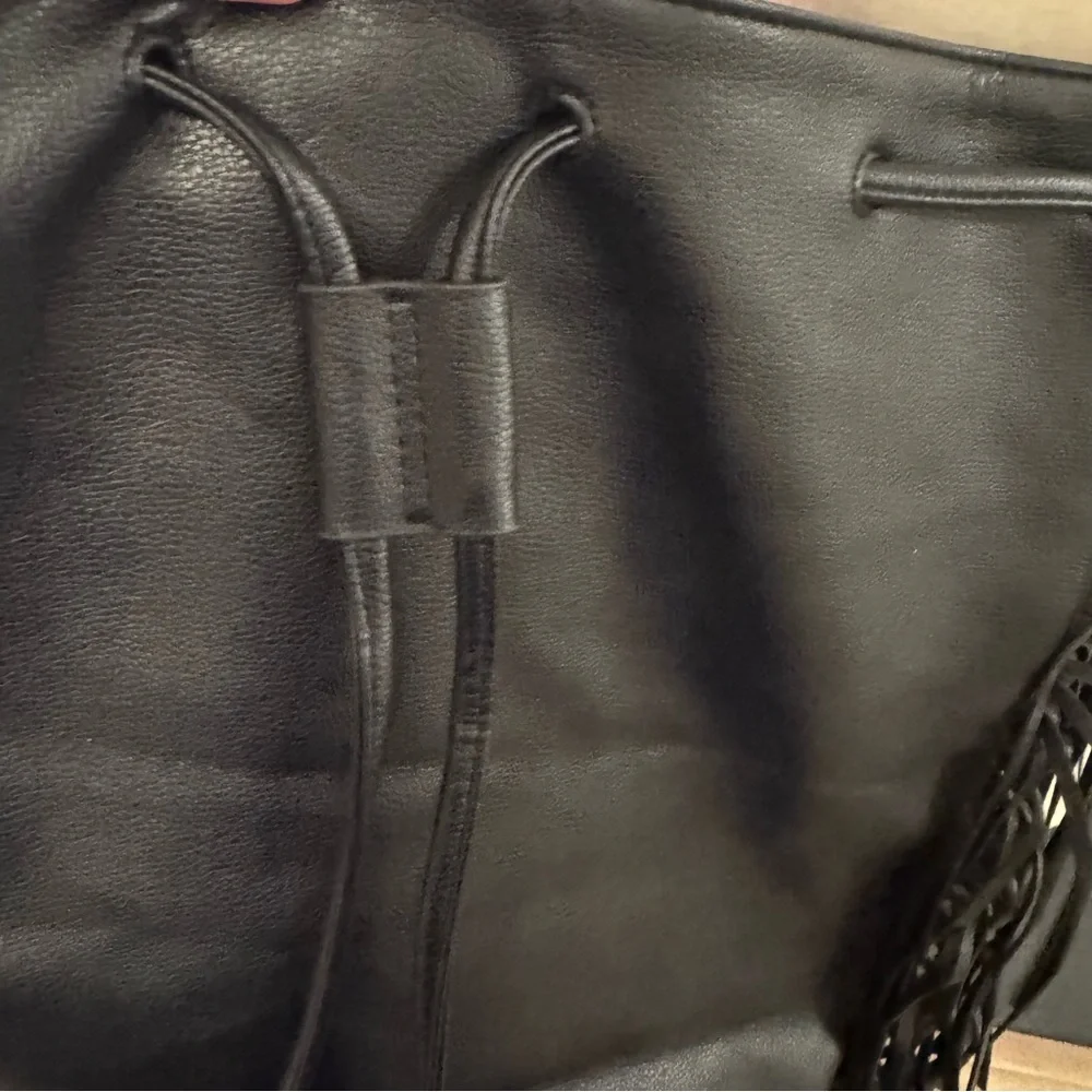 🖤 Victoria’s Secret Black Fringe Drawstring Backpack (NWT)